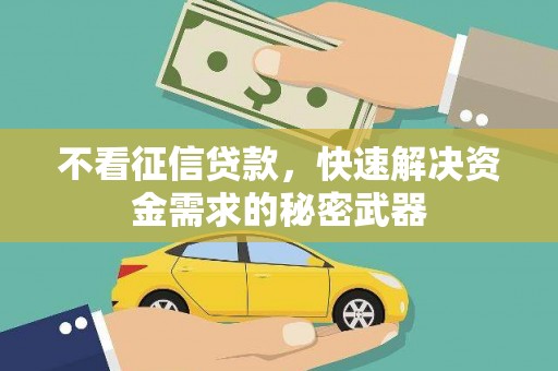 江安不看征信贷款，快速解决资金需求的秘密武器