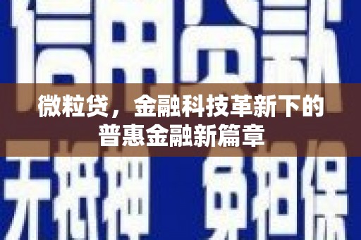 江安微粒贷，金融科技革新下的普惠金融新篇章