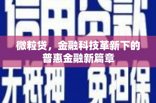 江安微粒贷，金融科技革新下的普惠金融新篇章