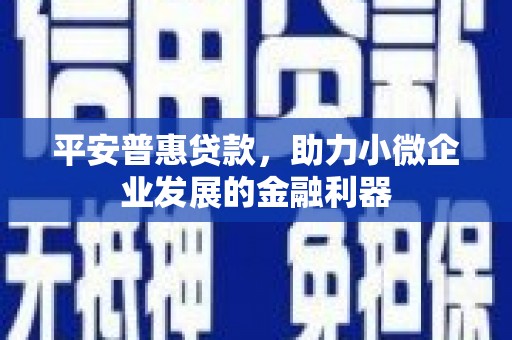 江安平安普惠贷款，助力小微企业发展的金融利器